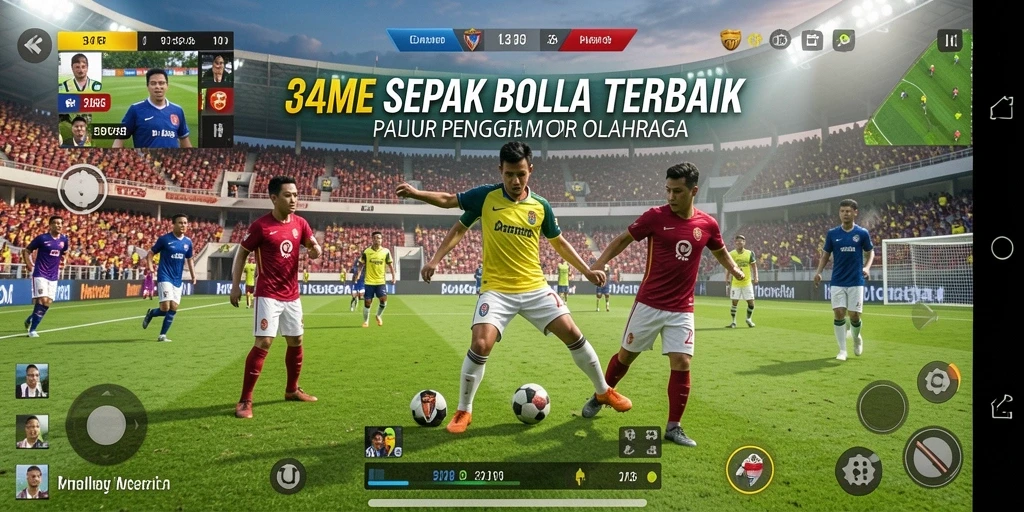 Screenshot gameplay sepak bola yang mendebarkan di 34R.