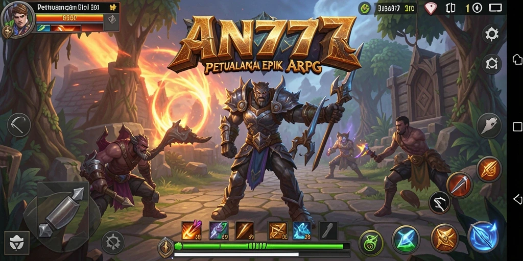 Tangkapan layar AN777 menampilkan aksi pertempuran epik dalam gameplay ARPG.