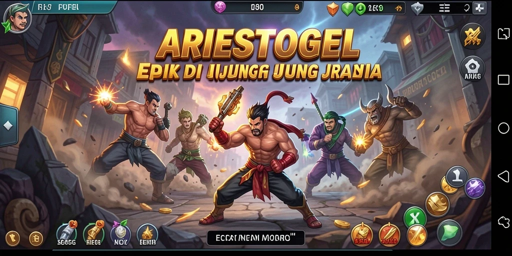 Screenshot gameplay ARIESTOGEL menampilkan karakter sedang bertarung dengan dinamis.
