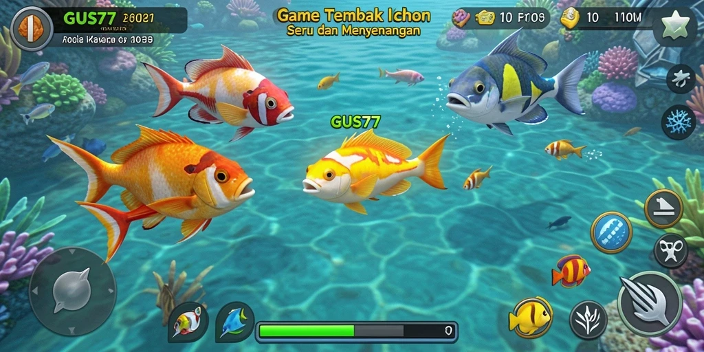 Screenshot GUS77 menampilkan aksi menembak ikan yang seru.