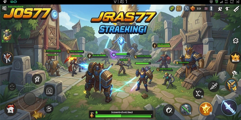 Screenshot utama JOS77 menampilkan aksi gameplay strategi yang menegangkan.