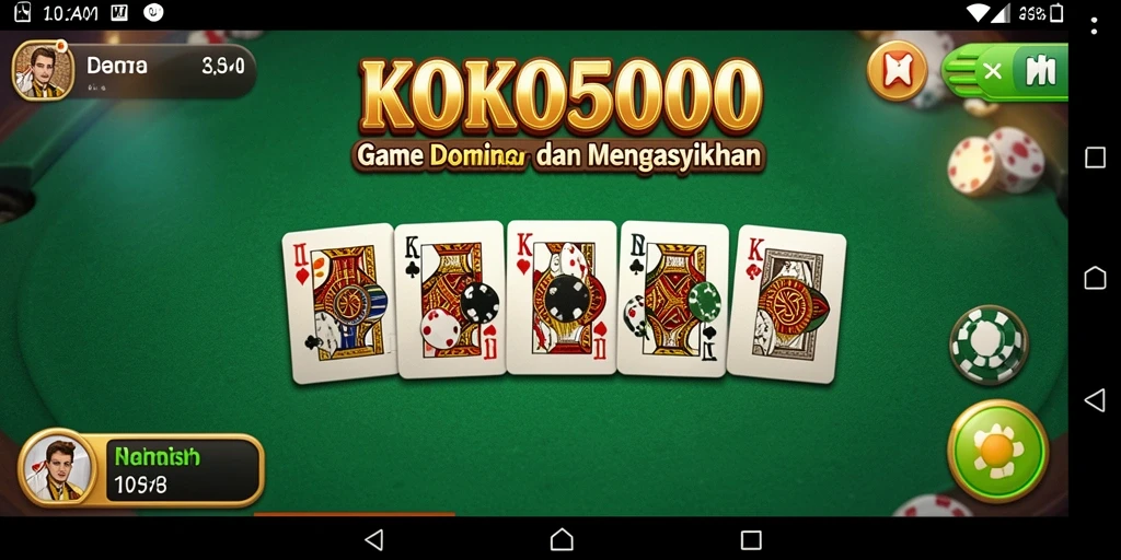 Screenshot gameplay KOKO5000 menampilkan keseruan bermain domino.