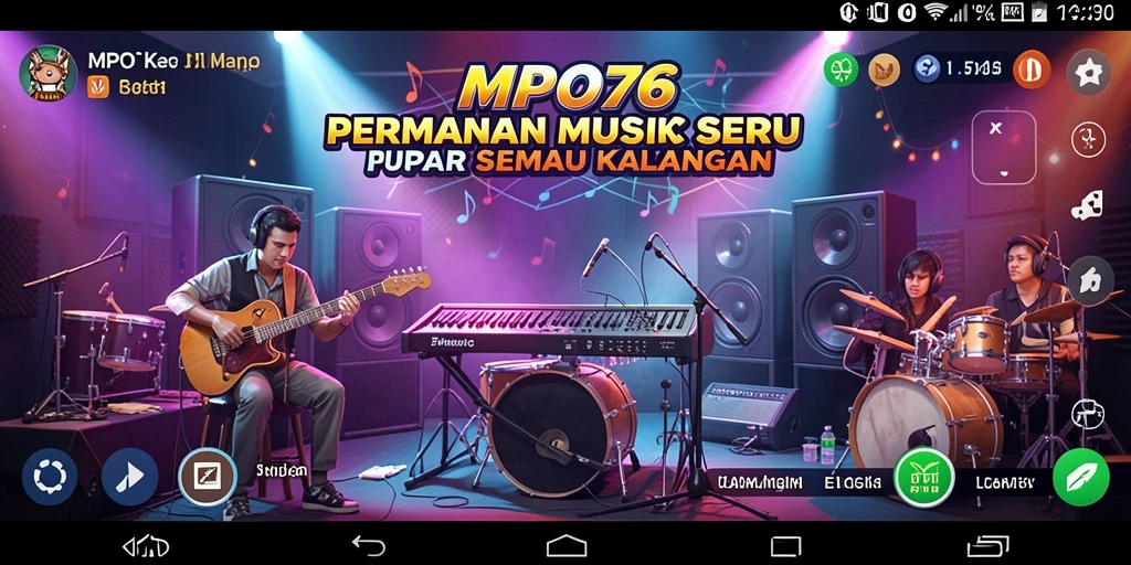 Tampilan gameplay MPO76 dengan irama musik yang interaktif.