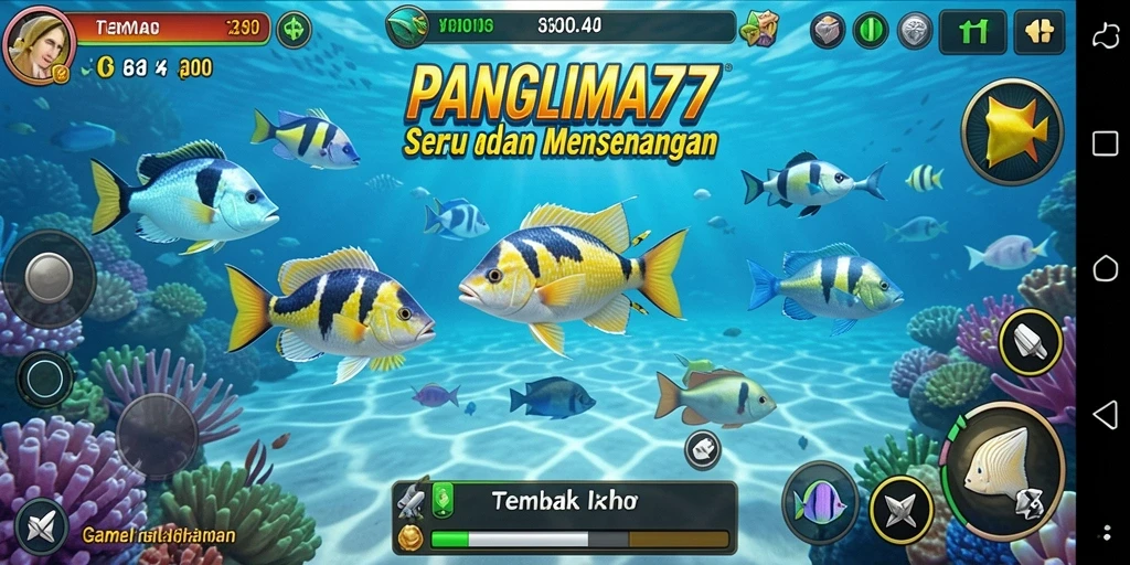 Screenshot dari gameplay seru Tembak Ikan di PANGLIMA77.