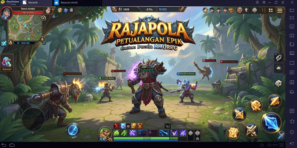 Screenshot utama RAJAPOLA menampilkan aksi gameplay MMORPG yang seru.